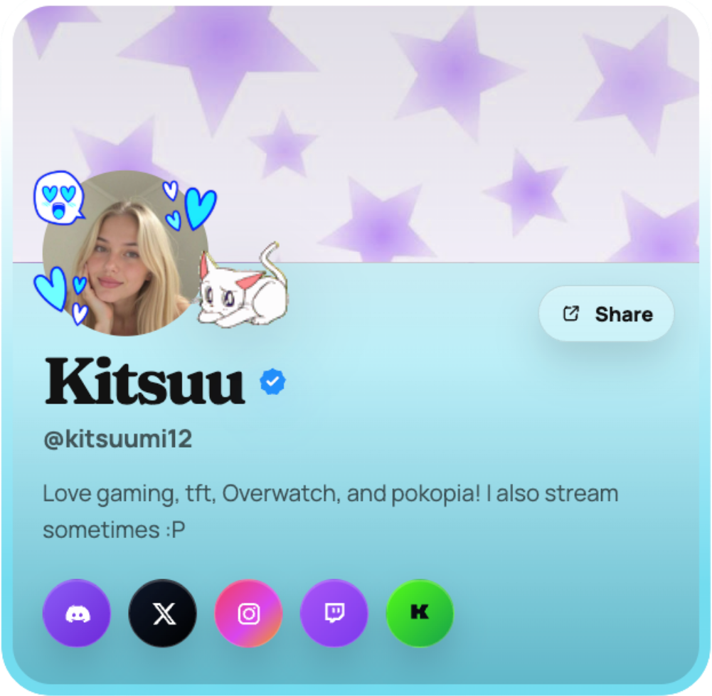 Example sky creator profile card