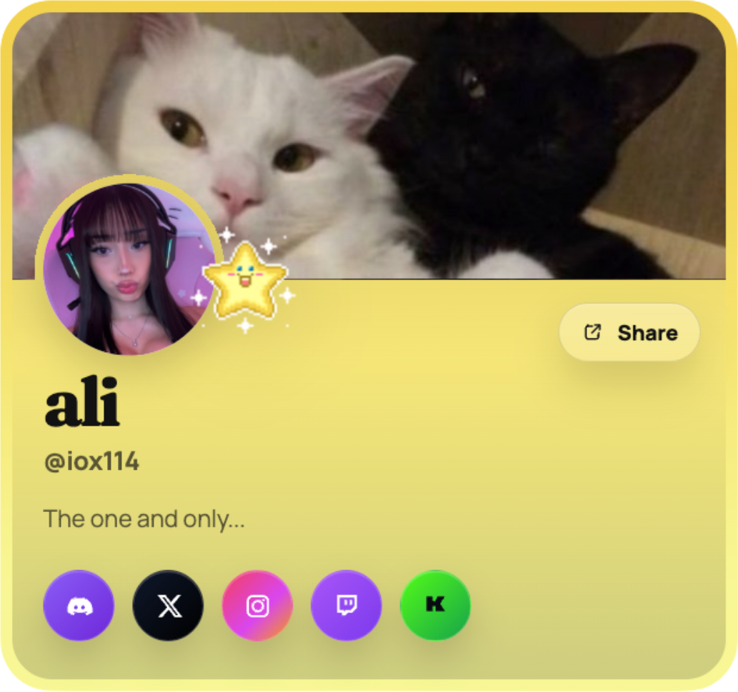 Example gold creator profile card